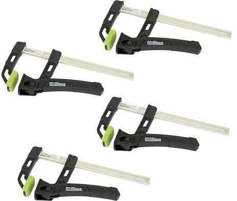 TRUTZHOLM Einhandzwinge 4x 80kg Spannkraft Schnellspannzwinge Klemmzwinge Aluminium Schiene verzinkt 16 cm Spannweite 305 g leicht Holz Metall Werkstatt Heimwerker Profi
