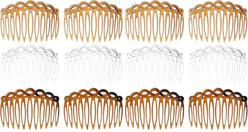 Mabor 6 Stück Französische Haarkamm zum Stecken Steckkamm Damen French Side Combs für Verschiedene Frisuren Mädchen und Frauen(Weiß Hellbraun Dunkelbraun) (Packung mit 2)