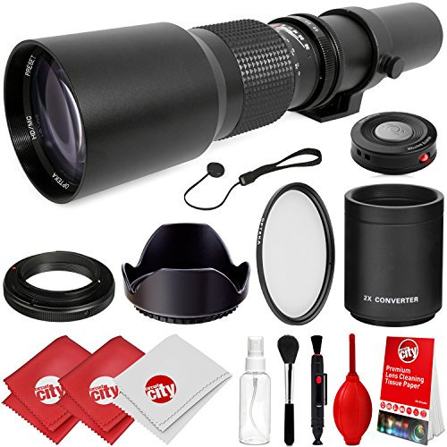 Opteka 500 mm/1000 mm F/8 manuale teleobiettivo per Canon EOS 80D, 77D, 70D, 60D, 7D, 6D, 5D, 5DS, Rebel T7I, T7S, T6I, T6s, T5i, T5, T4i, T3i, T3, T1i, T2i, Sl2 fotocamere reflex digitali e Sl1