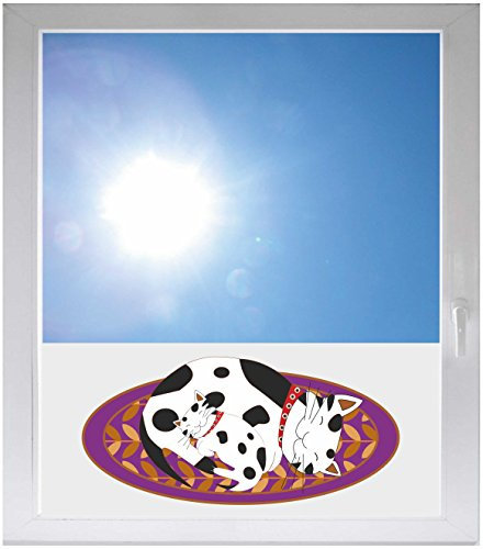 INDIGOS UG - Fensterfolie Blickdicht süße Katzen Ornament Teppich niedlich - 800x500mm - Sonnenschutzfolie Fenster - Sichtschutzfolie Fenster Bad, Küche, Fenster, Milchglasfolie