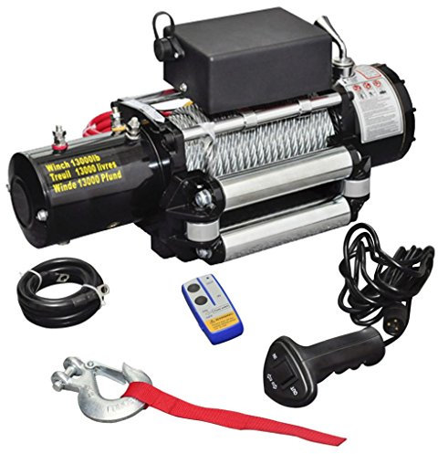 Festnight Elektrisch Seilwinde Seilhebezug Seilzug 12V mit 5909 kg Zugkraft