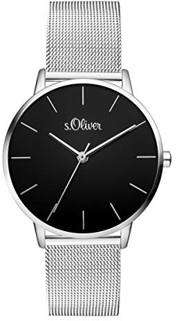 s.Oliver Damen Analog Quarz Armbanduhr mit Edelstahl Armband SO-3529-MQ