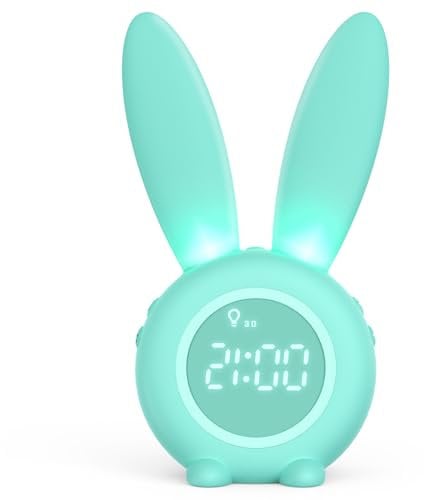 Homealexa Kinder Lichtwecker Cute Rabbit Kinderwecker Creative Nachttischlampe Snooze-Funktion, zeitgesteuertes Nachtlicht, Kindertagesgeschenk für Kinder, Mädchen