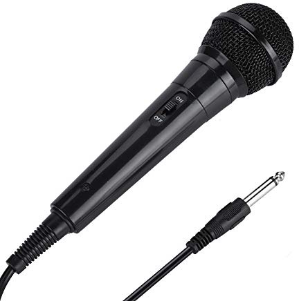Topiky Kabelgebundenes Mikrofon, kabelgebundenes Karaoke-Moving-Coil-Mikrofon mit integriertem Hochleistungsfilter, Mikrofonadapter, Halterung für Kirche, Bühne, KTV usw(Schwarz)