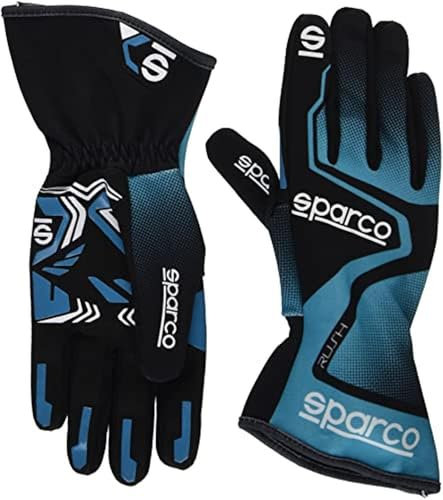Sparco 00255611AZNR Guante de Competición para Kart , Azul Claro/Negro, 11