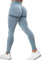 Yaavii Damen Sport Leggings Lange Blickdicht Yoga Leggings Figurformende Sporthose Yogahose Fitnesshose mit Hohe Taille Bauchkontrolle Blaugrau M
