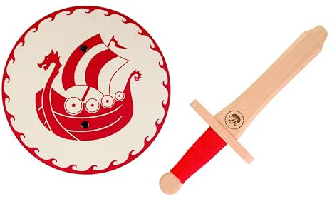 V A H - Mini Ritter Set inklusive Kurz-Schwert und Rund-Schild für die kleinsten Wikinger und Ritter [Made in Germany | echtes Handwerk] (Wikingerschiff)
