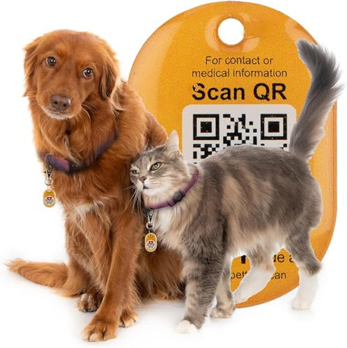 tag8 Genie Smart Etiquetas para mascotas (paquete de 2), etiquetas para gatos y perros personalizadas para mascotas con código QR habilitado para seguimiento de perros y gatos, etiquetas para