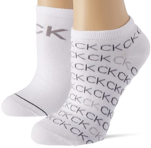 Calvin Klein Women's Logo Sneaker, White, ONE Size (Pack of 2)