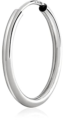 NKlaus Creolen einzeln, 13mm oder 20mm, 925 Silber, hohl, flexibel, 1 Stück | 2,0mm stark, Gewicht 0,2g