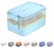 linoroso Lunchbox Erwachsene Brotdose mit 3 Fächern Bento Box mit Soßenbehälter und Geschirr Lunch Box für Mikrowelle und Spülmaschine Kunststoff BPA-frei Als Frühstücksbox Salatbox - Hellblau