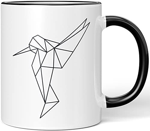 JUNIWORDS Tasse, Origami Kolibri 2, Wähle Farbe, Schwarz