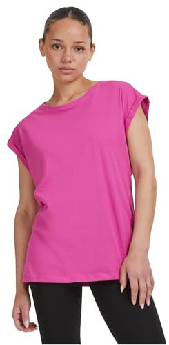 URBAN CLASSICS t-shirt da Donna con Manica Arrotolata, Maglietta a Maniche Corte da Donna in Cotone, Tee Shirt con Scollo Rotondo e Spalle Arrotondate, Colore: Viola chiaro, Taglia: M