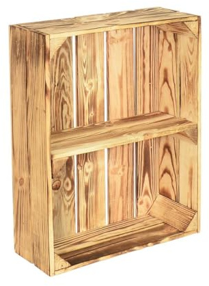 CHICCIE 2 Set Holzregal Schmalhanz 50x40x15cm - Hell Geflammt 1x Kurzes Regal