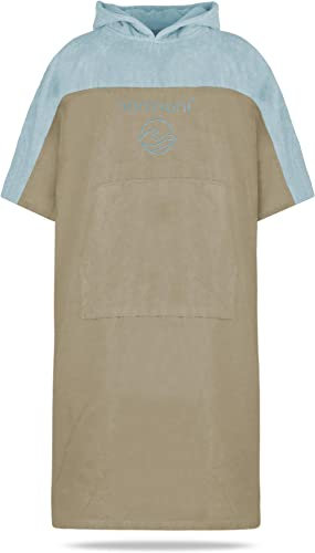 normani Badeponcho für Erwachsene aus Bio-Baumwolle - Strandponcho Surfer-Poncho mit Kapuze - Strand Umziehhilfe für Herren und Damen Farbe Hellblau Größe L-XL