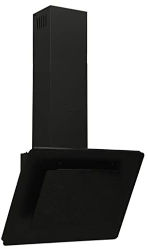 vidaXL Campana Extractora Pared Cocina Soporte Ventilador Lámpara LED Forma Inclinada Fácil de Limpiar Acero Inoxidable Vidrio Templado Negro 60 cm