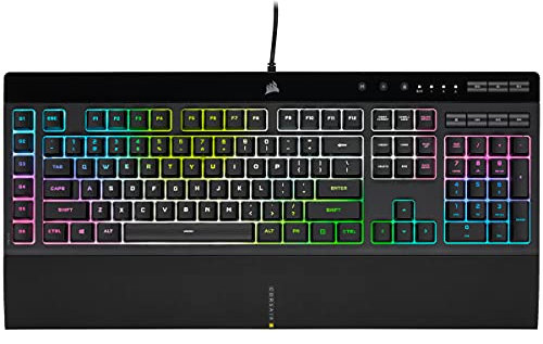 Corsair K55 RGB Pro XT AZERTY BE Gaming Keyboard with 105 Keys, USB Connectivity, Modern Design, Ambidextrous, Customizable RGB Backlighting