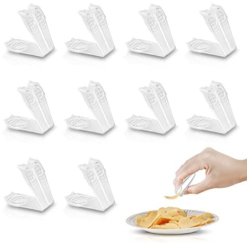 KSOPUERT 10 Packungen Drei Finger Essstäbchen Pinzette Zange leicht und handlich rutschfest Hochtemperaturbeständig wiederverwendbar PP Material durchscheinend weiß