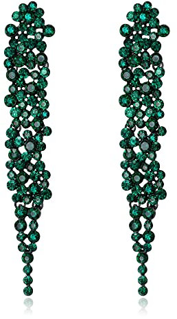 EVER FAITH Statement Ohrringe Strass Kristall Bankett lange Kronleuchter baumeln Ohrstecker für Damen Prom Hochzeit Braut Grün Schwarz-Ton