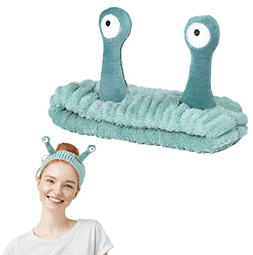 Stirnband zum Waschen des Gesichts, Spa-Hautpflege-Stirnband, Palmen- und Schnecken-Make-up-Stirnbänder, süßes Gesichtswasch-Stirnband, elastisches Stirnband zum Waschen von Sport (Grün)