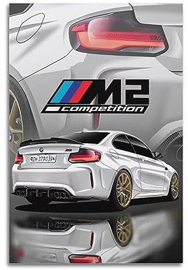 NOHF Sportwagen-Poster für BMW M2, Wandkunstdruck, Retro, ästhetische Raumdekoration, Bürodekoration, 50 x 75 cm, ungerahmter Stil