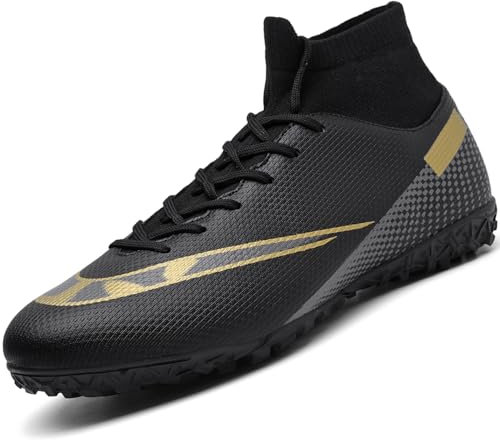 VTASQ Boys Football Boots Shoes Kids Astro Turf Trainers Kids Non-Slip Teenager Outdoor Football Shoes Girls Breathable Sneakers Unisex B/K-6UK