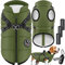 LOVPET® Hundejacke Hundemantel mit Geschirr, inkl. 45 Stück Kotbeutel + Spender, Hunde Winterweste gefüttert wasserdicht, Gepolsterte Weste Mit Brustgurt, Reflektoren, D-Ring 4XL, Khaki