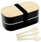 MytaYt Bento Box Japonés 1300ML Fiambrera Japonesa con Compartimentos Bento Box Madera de doble Capa con Cuchillo, Tenedor y Cuchara de 3 piezas, Perfecta para el Trabajo y la Escuela