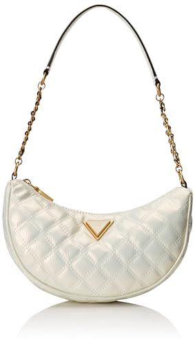 GUESS Damen Giully Top Zip Shoulder Schultertasche, Reißverschluss Oben, Elfenbein
