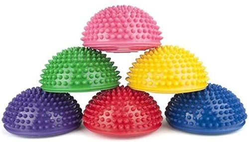 Halbrund Yoga-Bäll Sport Balance Pods Mini Therapie Balance Igel Ball mit Noppen Hart Gymnastik Kugel Trittstein für Kinder Erwachsene Koordination Balance Fitness Training Geschenk (6)