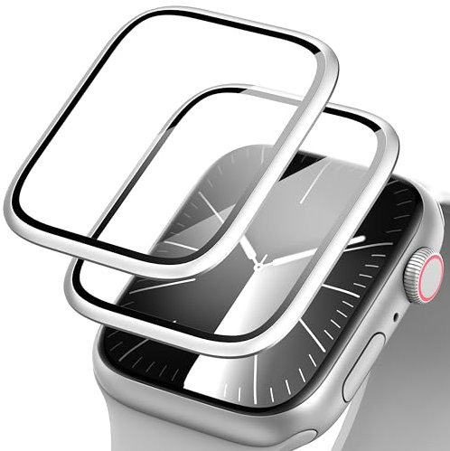 Diruite 2 Pezzi Vetro Temperato per Apple Watch Series 9/8/7 45mm Pellicola Protettiva,3D Lega di Titanio Impermeabile Antigraffio HD Protezione per iWatch 45mm Screen Protector