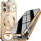 [CD Metal Ring & Security Lock] Magnetic 360 Degree Full Body Privacy Case for iPhone 15 Pro 6.1 Inch [Built-in Lens Protection] Protective Case with Built-in 9H Glass Screen - Gold