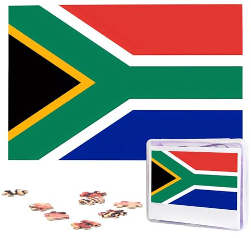 KHiry Puzzles, 1000 Teile, personalisiertes Puzzle, Südafrika-Flagge, Fotopuzzle, herausforderndes Bild, Puzzle für Erwachsene, personalisierbares Puzzle mit Aufbewahrungstasche (74,9 x 50 cm)