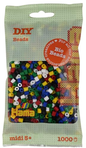 Hama, Bag Midi Organic Beads, Mosaic Decoration, Crafts for Creative Children Ages 5 and Up, Beige, 1000 Pieces