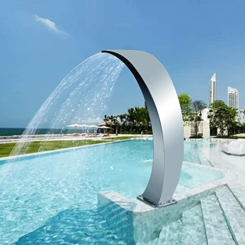 AiggeRVSD Schwalldusche Pool 350 X B105 Mm Schwallbrause, Grau Pool Wasserschwall, Edelstahl Schwimmbad Poolfontäne, Gartenteich Dekoration Brunnen, Konstanter Wasserfluss