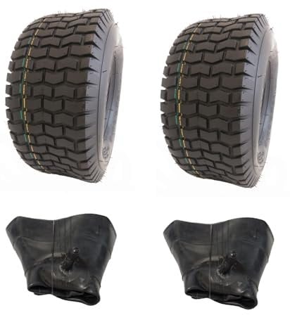 2 chambres à air + 2 pneus 15 x 6.00-6 S2101 pour tracteur pelouse, tondeuse autoportée, tondeuse à gazon avec tuyaux de taille 15 x 6.00-6 15 x 6-6 pneus de tondeuse à gazon 15 x 6-6, pneu