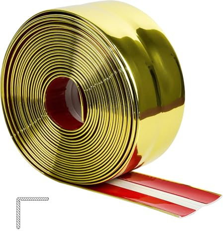 ZOWZOW Zierleisten Selbstklebend, Kantenschutz Leisten, Selbstklebende Dekorleisten Wandleisten, L-förmiger Eckenschutz, Flexible Eckverkleidung für Decke Möbel Küchenarbeitsplatte Gold 6 cm ×6,1M