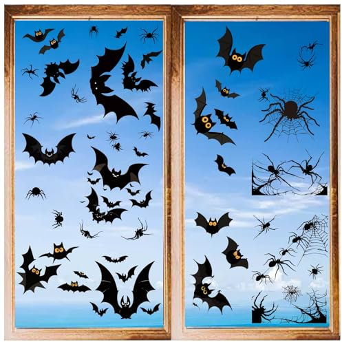 craspire 8 Stil Halloween Dekorationen Fensteraufkleber Große Gruselige Fledermäuse Spinnen Wanddekoration Selbstklebendes Vinyl Schwarze Silhouette Party Aufkleber Abziehen Und Ankleben Für Zuhause