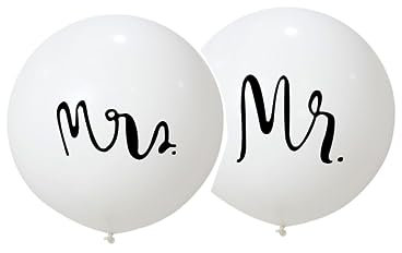 Mr Mrs Luftballon | 2x Ballon Set Hochzeit | Riesenballon Deko Standesamt | heiraten Dekoration | Braut | Bräutigam | weiße Ballons | Hochzeitsballons | Heliumballon | Latexballon | Dekoballon