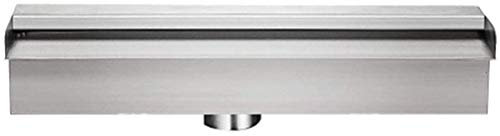 Fontana per Piscina a Cascata da Esterno, Fontana per Stagno Rettangolare in Acciaio Inossidabile, con Striscia di Luce a LED Cascata di Sfioramento Fontana per Piscina Rettangolare a Parete