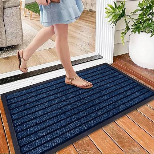 Cozy Haven Rubber Doormat – Outdoor & Indoor Heavy Duty Washable Non-Slip Doormat for Kitchen Garden, Inside & Outside Floor Mats, Waterproof and Dirt Trapper Entrance Doormats (50x90 cm, Blue)
