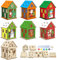 WEDNOK 7 Sets Weihnachten Haus Bastelset Kinder Weihnachten Holz Bausatz 3D Weihnachten Kreativsets DIY Holzbausatz Basteln Weihnachtsmann Holzbastelset zum Bemalen für Jungen Mädchen