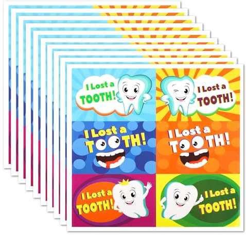 60 Stk I Lost a Tooth Aufkleber, Süße Zahnaufkleber Aufkleber für Verlorene Zähne Zahnfee Aufkleber Zahnaufkleber für Kinder Dekorationsaufkleber für Verlorene Zähne für Kinder