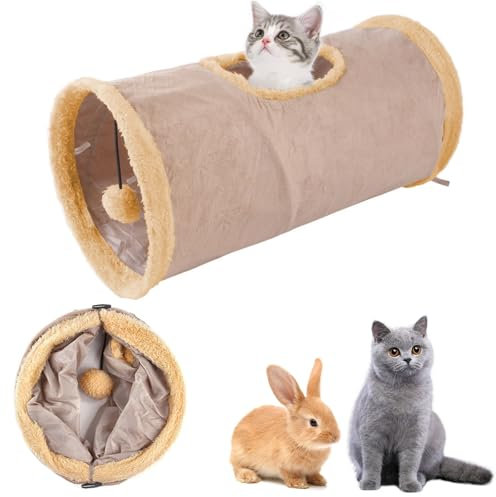 Katzentunnel, Katzenspielzeug, Cat Tunnel Große Katzen, 30 * 68CM Spieltunnel mit Spielball Haustier,Faltbarer Erweiterbarer Rascheltunnel für Katzen Welphln Kaninchenoder Kleintier,Meerschweinchen