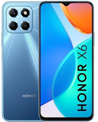 HONOR X6 Smartphone, Telefono Móvil de 4+64GB, Cámara Triple 50MP, Procesador Helio G25 de 8 6,5, Dual SIM, Android 12, Azul (Reacondicionado)