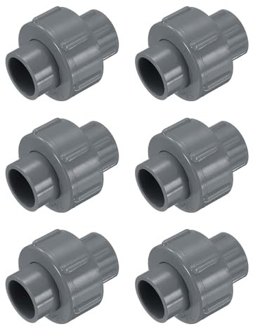 QUARKZMAN 6 Pcs 1/2 Union PVC Raccord De Tuyau (Socket x Socket) Raccord Union PVC Slip Adapter Schedule 40, Joint Torique EPDM, Gris