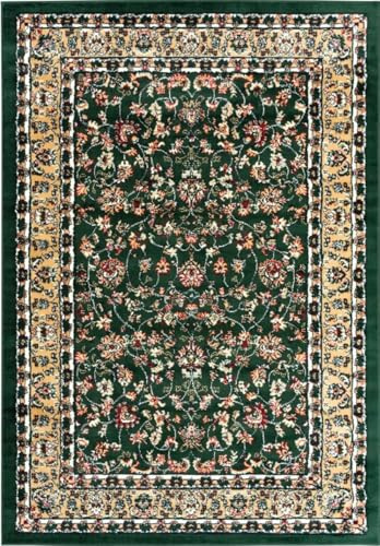 VIMODA Teppich Orientalisch kurzflor Klassisch Wohnzimmer, Esszimer, Flur- Grün, Farbe:G2430, Size:120x170 cm