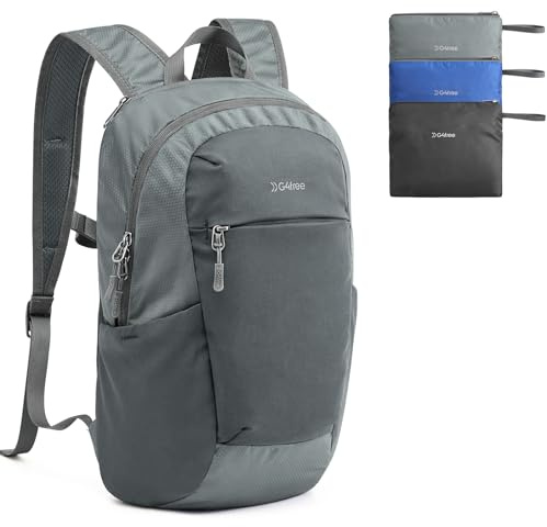 G4Free 18L Faltbarer Rucksack, Wanderrucksack Klein Leichter, Daypack Tagesrucksack Trekkingrucksack Damen Herren für Wandern Travel Camping Fahrrad Outdoor, Grau