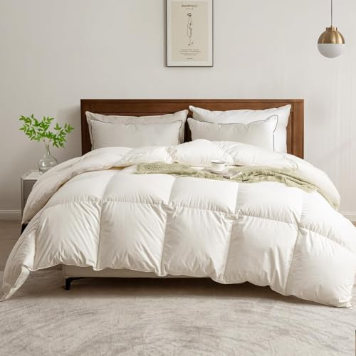 BPC Medium Daunendecke 240x260, Ganzjahresdecke, Übergangsdecke | 100% Bio-Baumwolle, Gänsefedern Daunenfüllung, Öko-Tex und RDS Standard 4 Jahreszeiten Bettdecke 240x260 cm, Fluffy Down Duvet