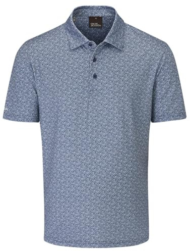 Oscar Jacobson Mens Northcote Print Stretch Polo Shirt - Skyway - L